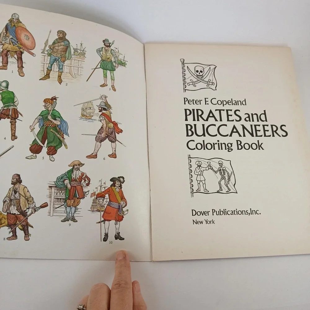Vintage Pirates & Buccaneers/Atlantic Ocean Coloring Book Fish Animals Education
